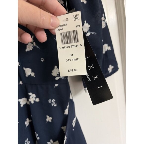 Trixxi Juniors Floral A-Line Dress Navy Sz M - Picture 4 of 5